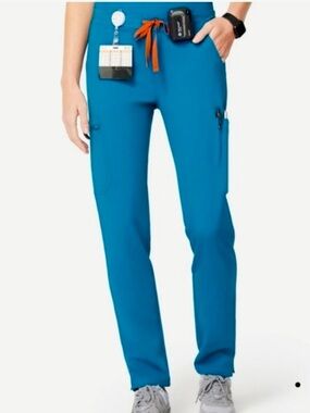 FIGS Yola ALPS BLUE Women's skinny straight Scrub Pants with Cargo Pockets XS